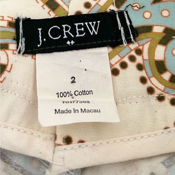 J. Crew Cream Green Paisley Cotton Mini Skirt Size 2 - Picture 9 of 9